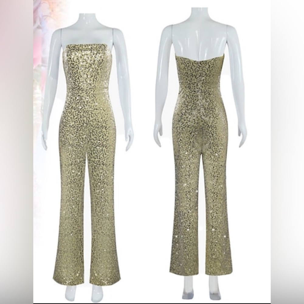 Barbie The Movie Gold Sequin Jumpsuit XL Adult New